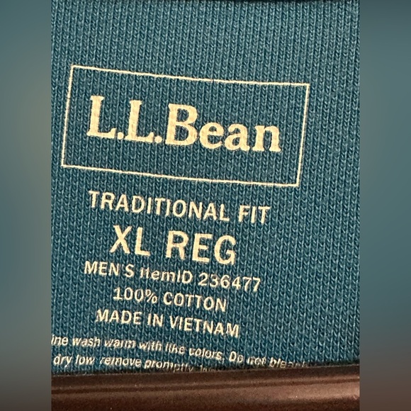 L.L. Bean Men’s Long Sleeve Polo Shirt XL REG 100% Cotton Blue Traditional Fit - Picture 4 of 6